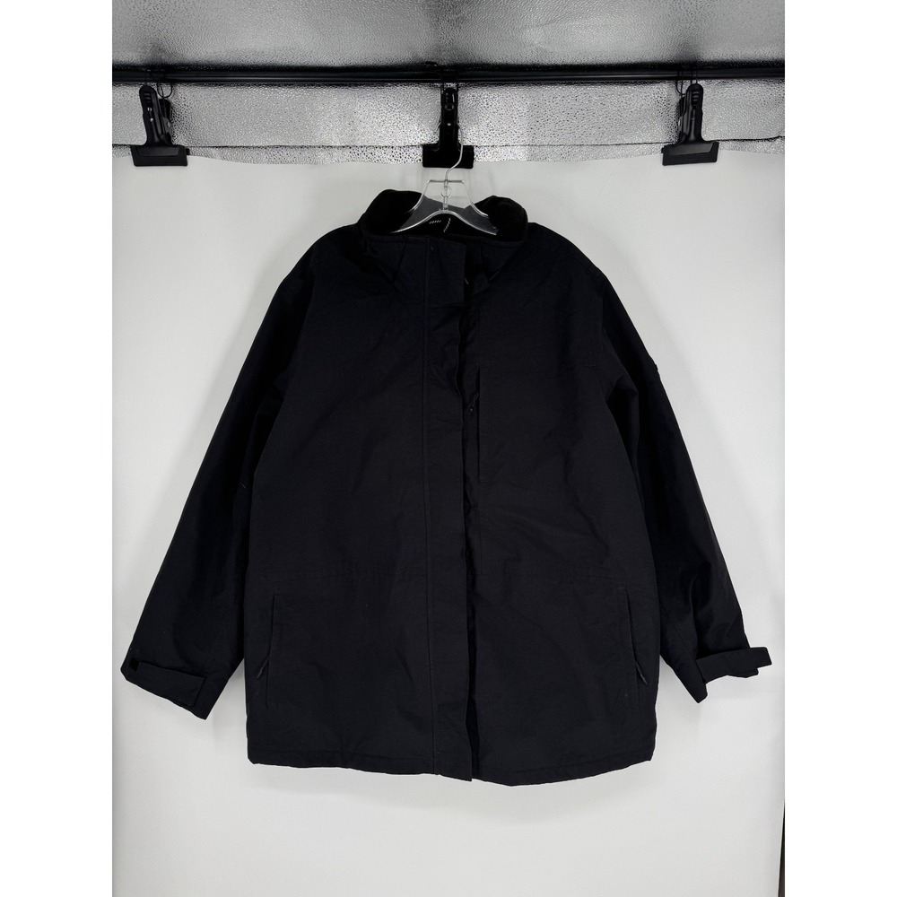 Lands End Squall Jacket Women Size 3XL 3X Black Fleece Lined Insulated Softshell